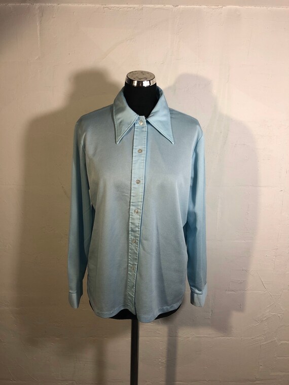 Vtg 70s ladies shirt blouse dagger collars “Polyes