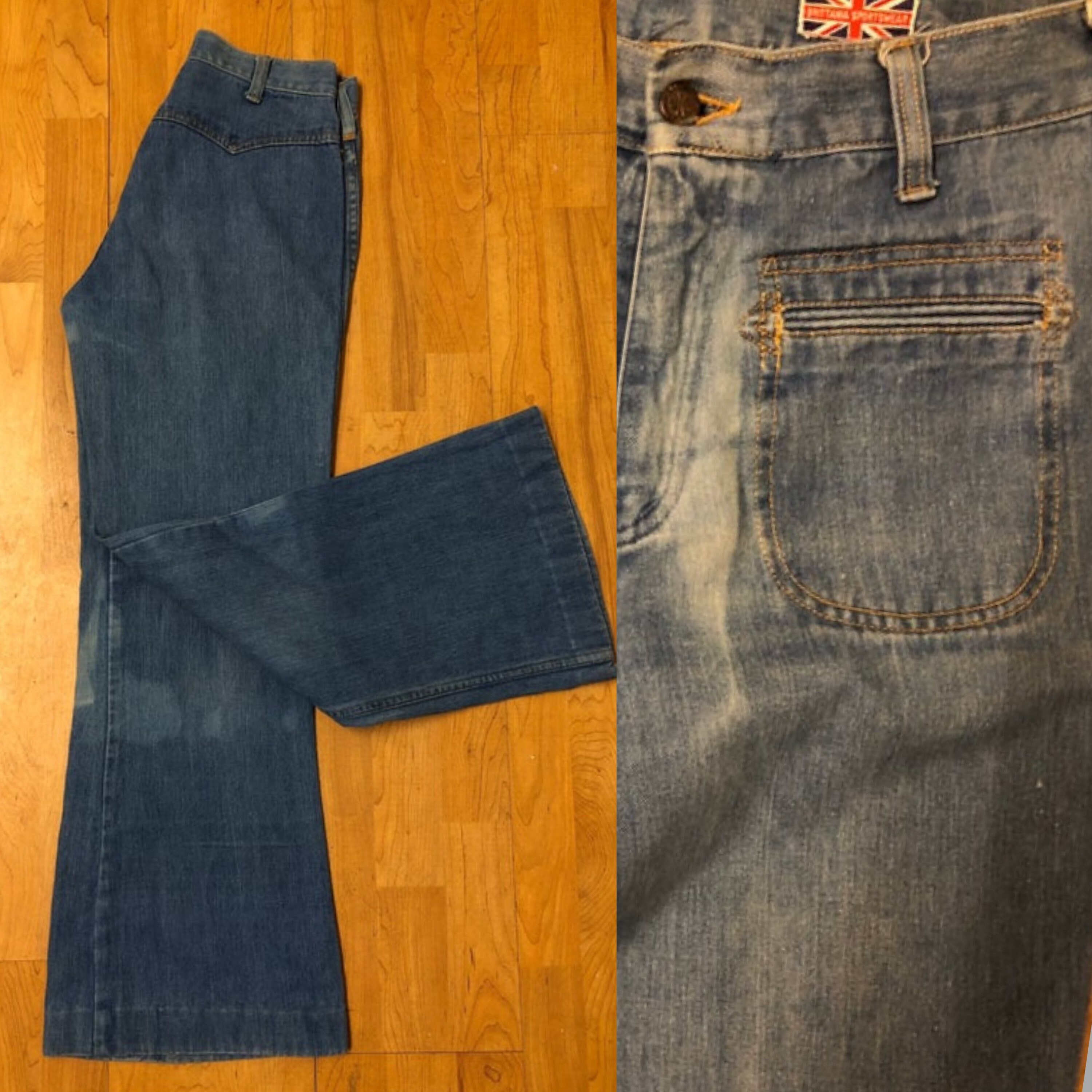 Image of 70S Flares Bell Bottoms "Britain Sportswear"Made in Hong Kong