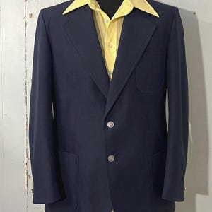 Vtg 70s 44” gents jkt-large lapels ”Terylene Polyester”Prova made in Britain