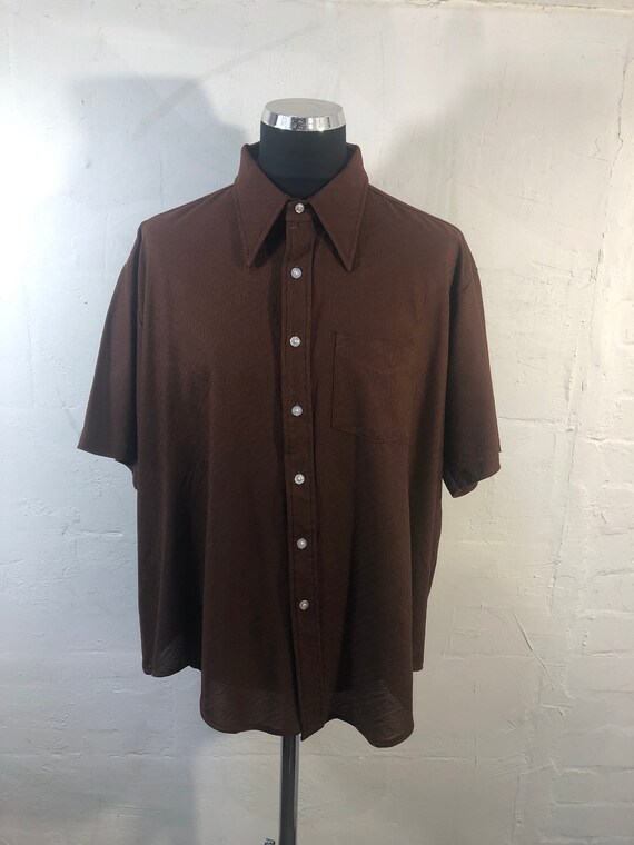 Vtg 70s mens shirt-dagger collars-short sleeve