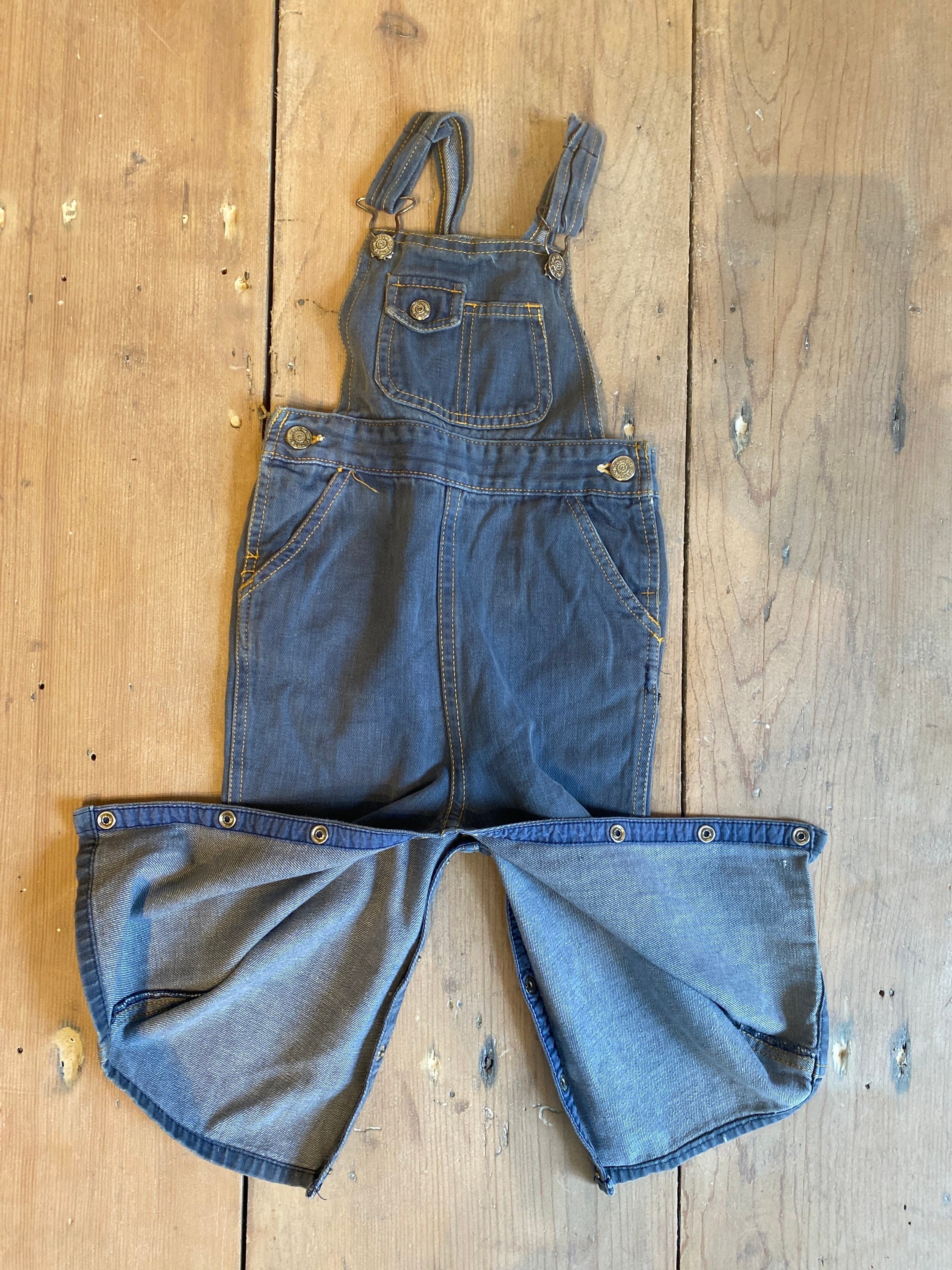 Vtg kids 70s toddler dungarees easy change poppers Etsy