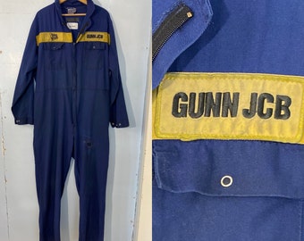Vtg work wear overalls coveralls GUNN JCB boiler suit (wear well) original repairs
