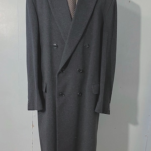 Vtg 44L 90s gents crombie/overcoat - double breasted “ a luxurious blend including Wool and Cashmere