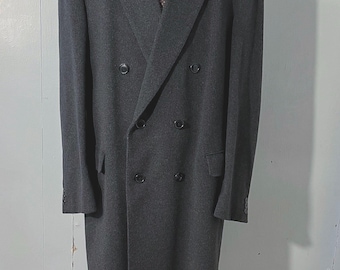 【archive】90's WOOL DOUBLE BREASTED COAT 1980s 1990s Charcoal Grey Wool Double Breasted Coat