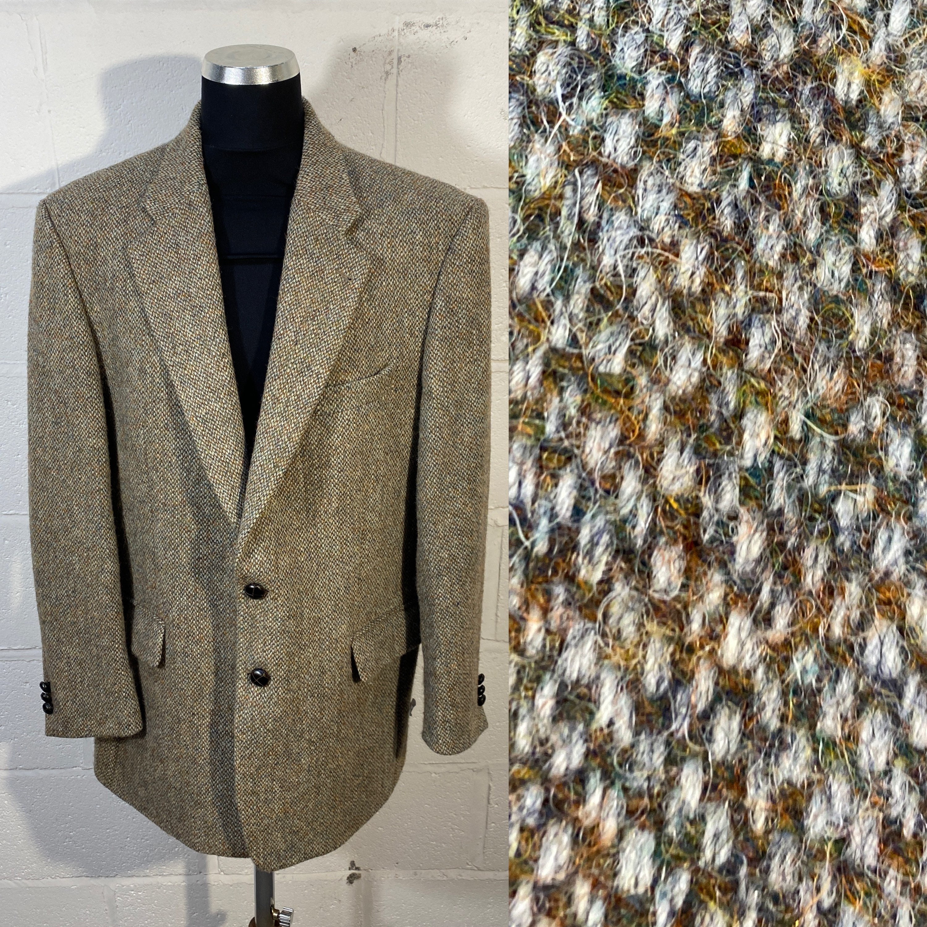 Image of Vtg 80S Harris Tweed Pure New Wool "Brook Taverner"