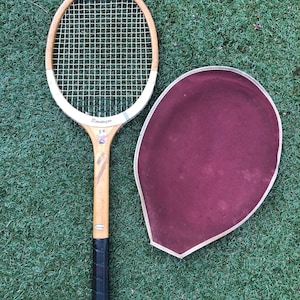 Racchetta da tennis in legno vintage degli anni &#39;50 Slazenger “Queens” prodotta in Inghilterra