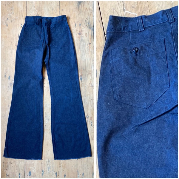 Vtg 29x37 super lange Bein denim flare Neue Artikel Dead Stock-Nav Latzhose Made in USA