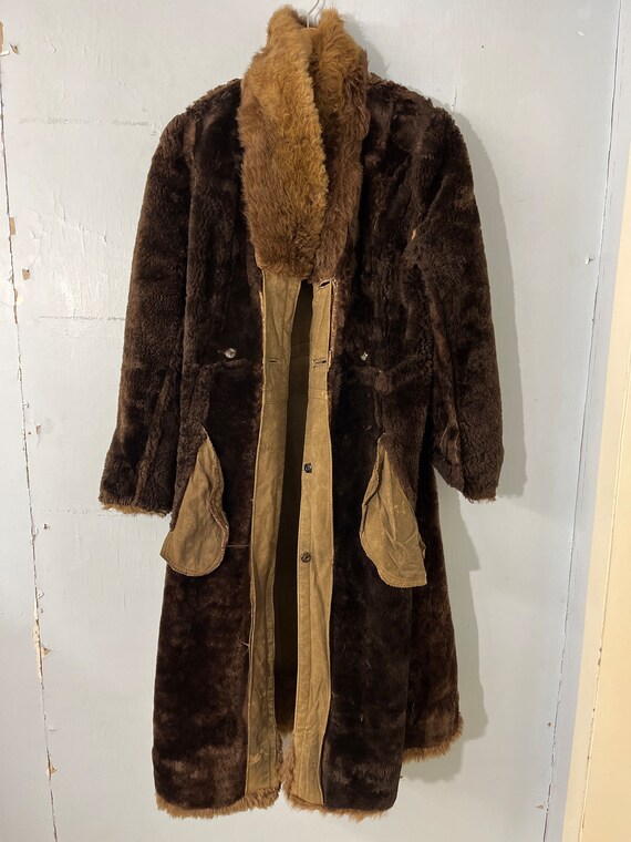 Vtg 70s suede fur penny lane long coat - image 8