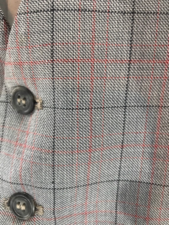 Vtg gents waistcoat  checked tailored suiting - image 6