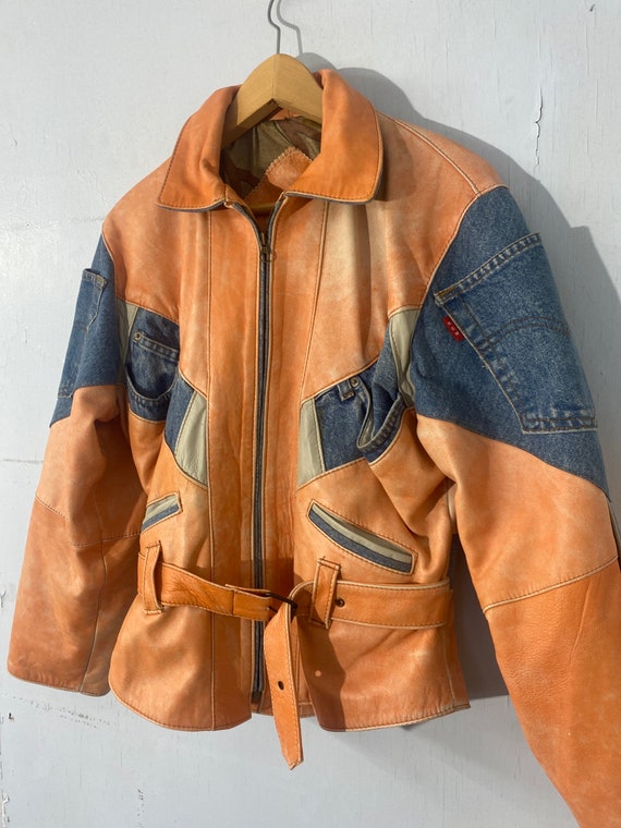 Buy Vtg S Leather/denim Jkt an Original Cambio Vera Online in