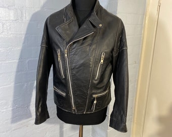 90s biker leather jkt-Medium TopMan made in Pakistan