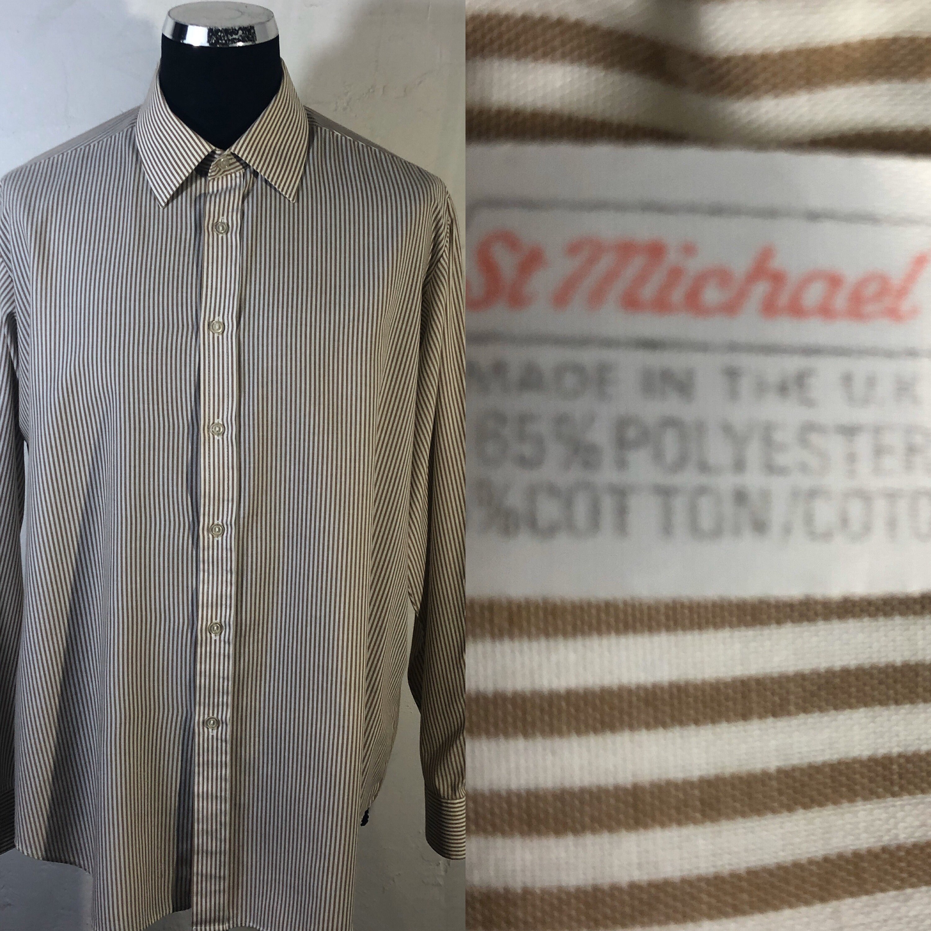 Image of 80S Men’S Stripe Shirt " St Michael "Made in Uk