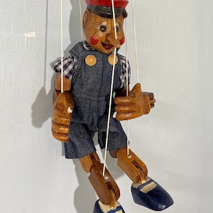 PINOCCHIO BURATTINO DI LEGNO ARTIGIANALE NASO INTERCAMBIABILE 50