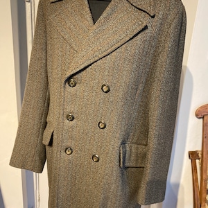 Vtg 70s Gents  coat Crombie Double Breasted Jackson the Tailor