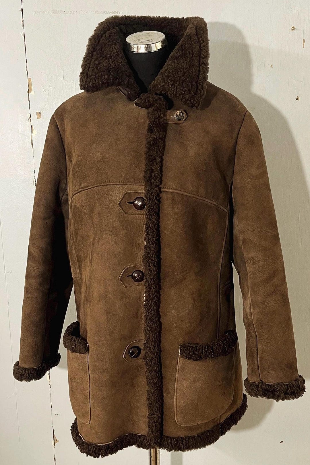 Vtg 70s 18 Women's Shearling Suede Coat-jkt “suede & Leather