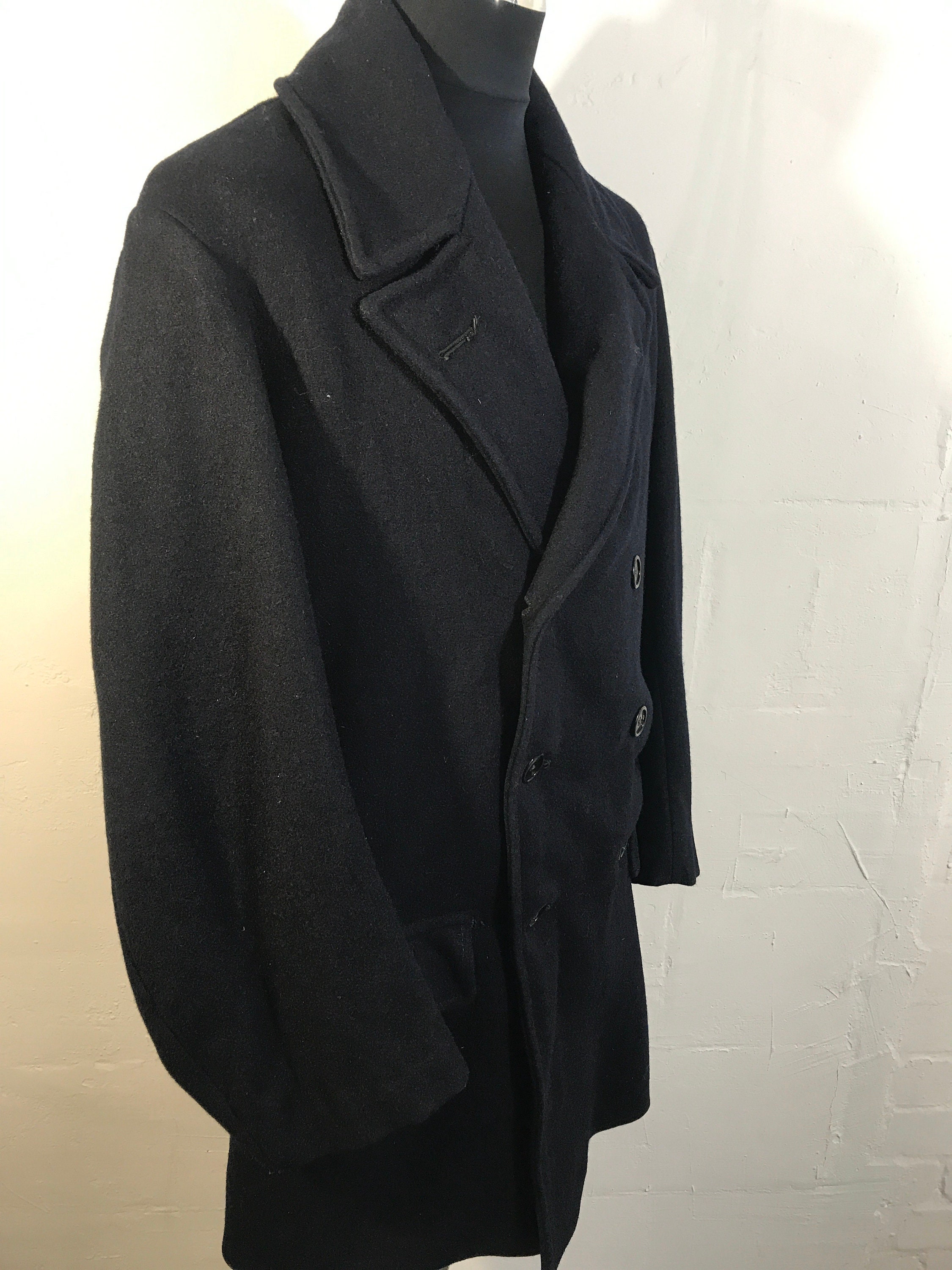 Vtg Wool Coat-double Breasted Workwear Pea Caot donkey Jkt | Etsy UK