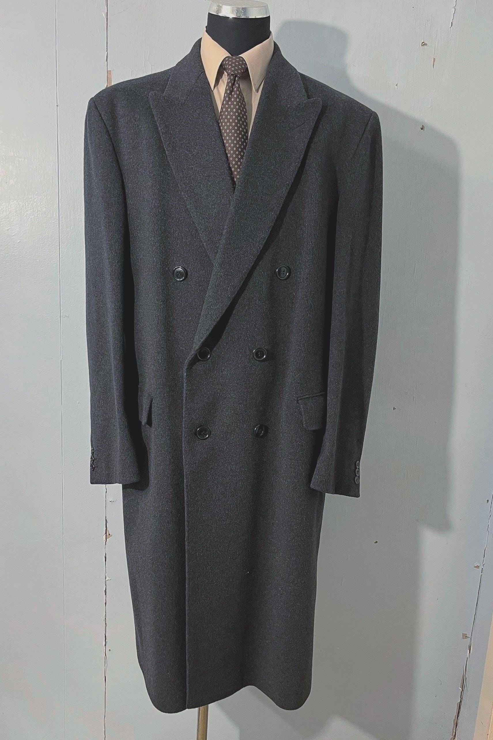 Vtg 44L 90s Gents Crombie/overcoat - Double Breasted “ a Luxurious