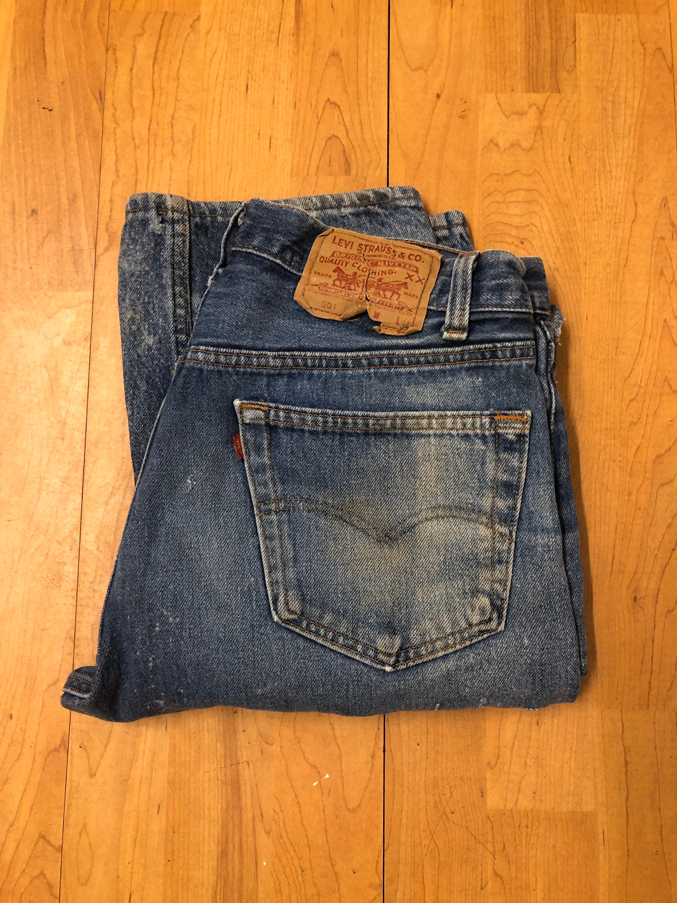 Image of Vtg Levi 501S Unique Original Faded Denim/Snow Wash Made in Usa