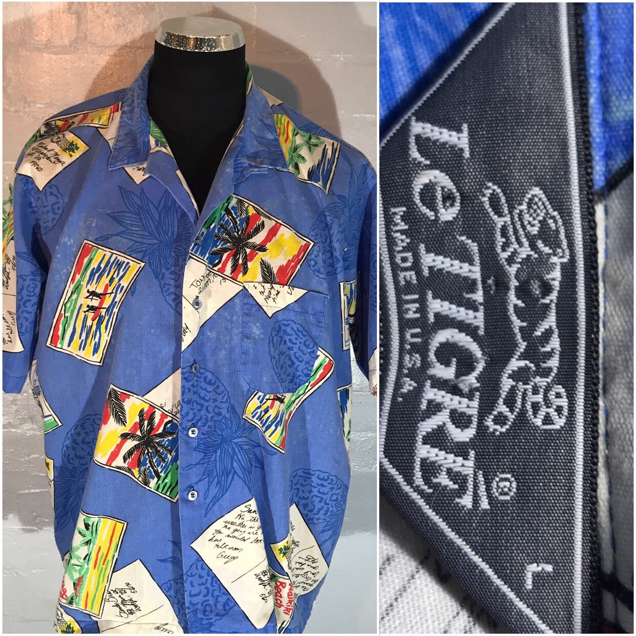 Image of Vtg Hawaiian Shirt Branded Le Tigre Made in Usa