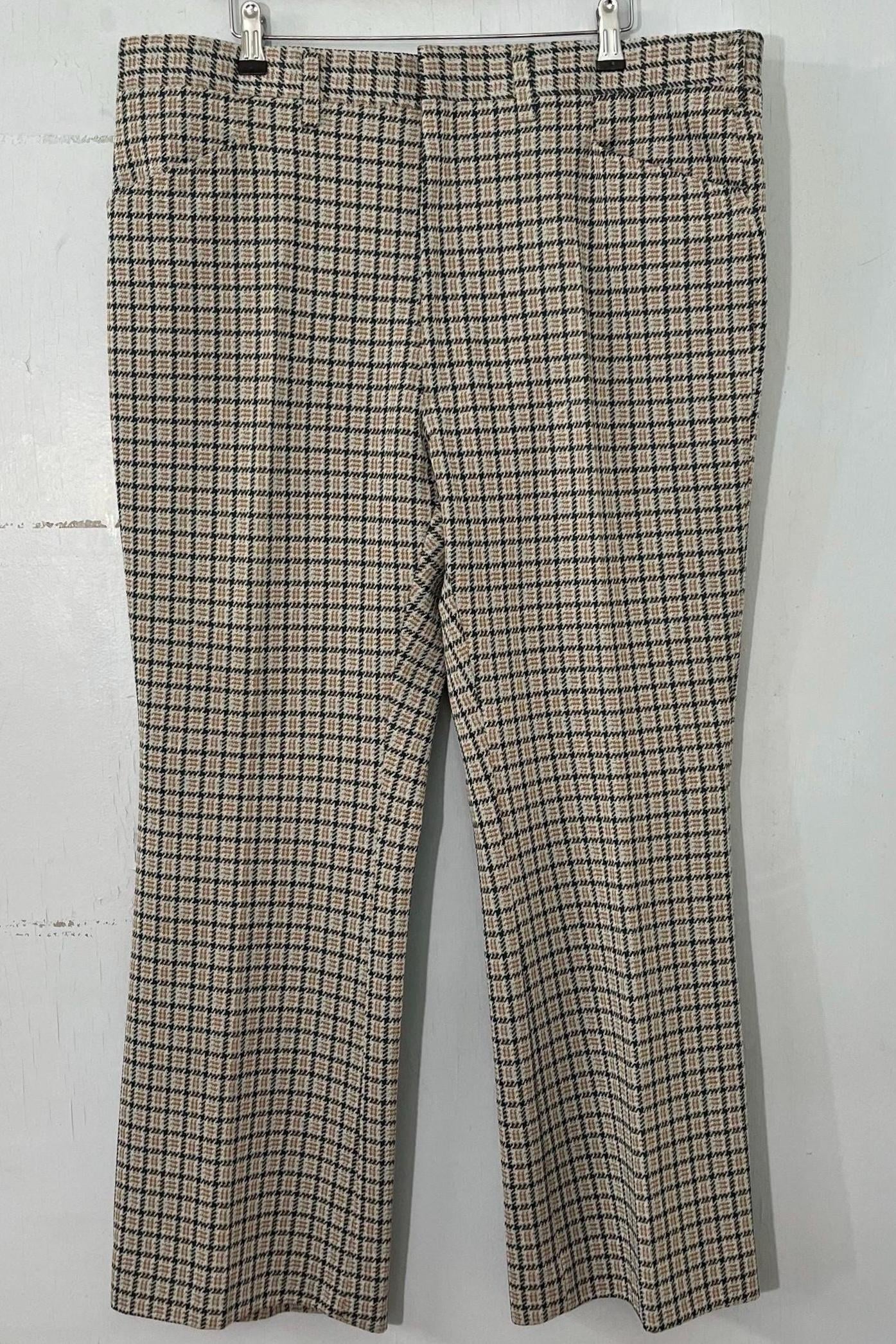 ヴィンテージ 70年代 40インチ x 28インチ チェックフレアパンツ