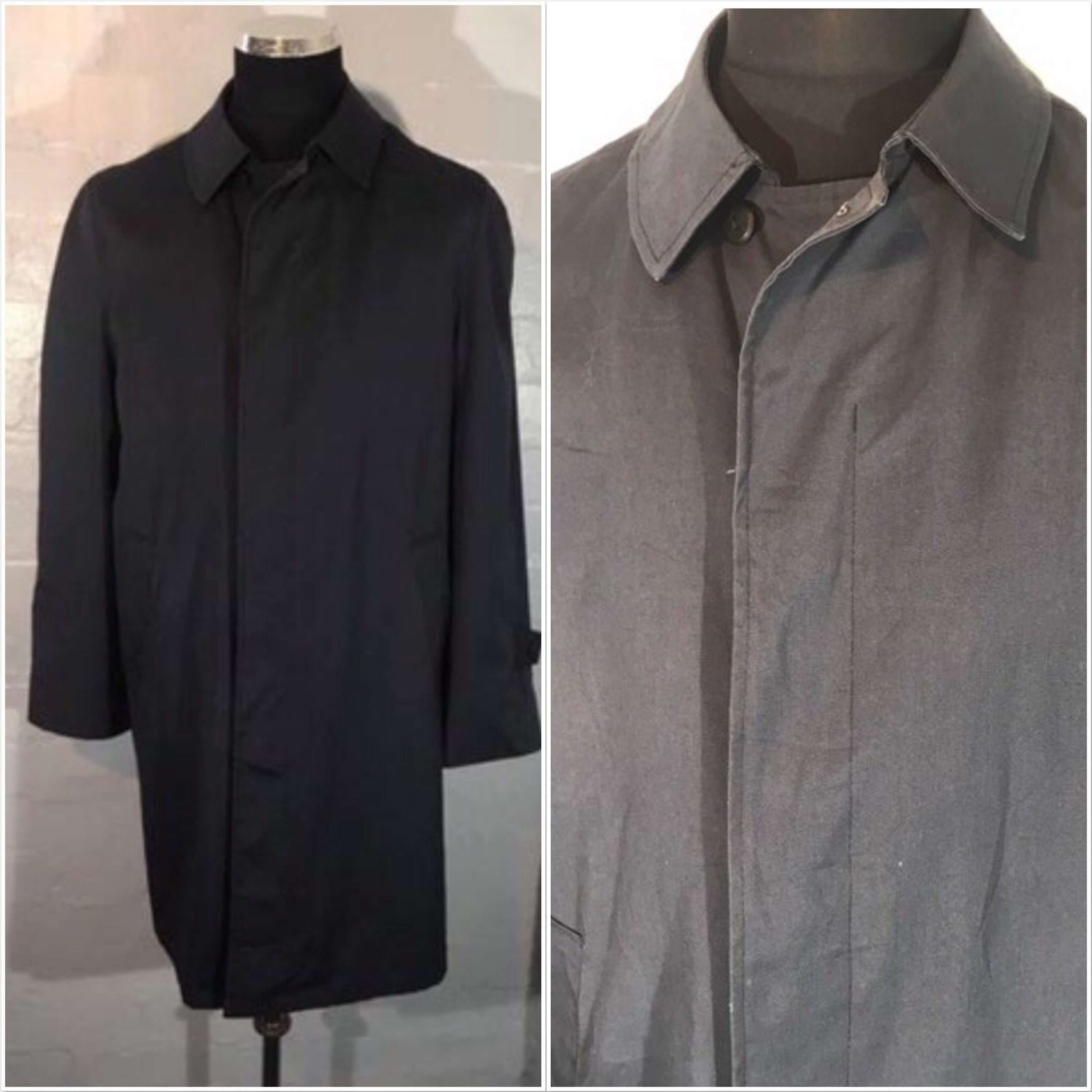 Image of Vtg 70S80S Mens Navy Raincoat