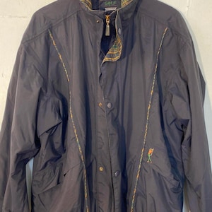 Vtg 80s Golf jkt navy Gents waterproof wind proof breathable St Michael made in Indonesia