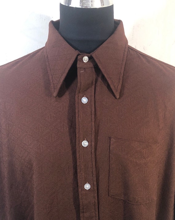 Vtg 70s mens shirt-dagger collars-short sleeve