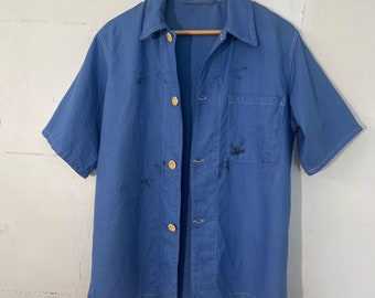 Rare S prison shirt,short sleeve-1 breast pocket-4 buttons-some discolouring on collar … see pics-age uncertain