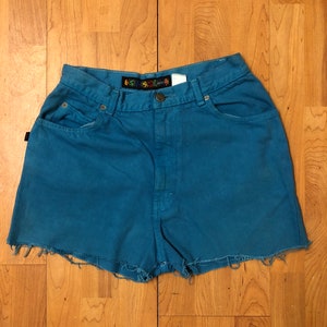 Szorty VTG 27”w-turkusowe jeansowe obcięte marki „Sasson”USA