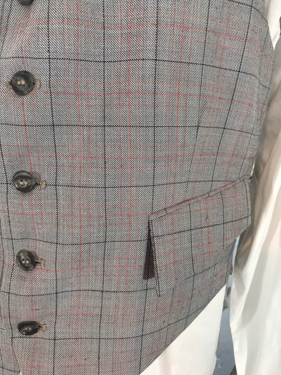 Vtg gents waistcoat  checked tailored suiting - image 4