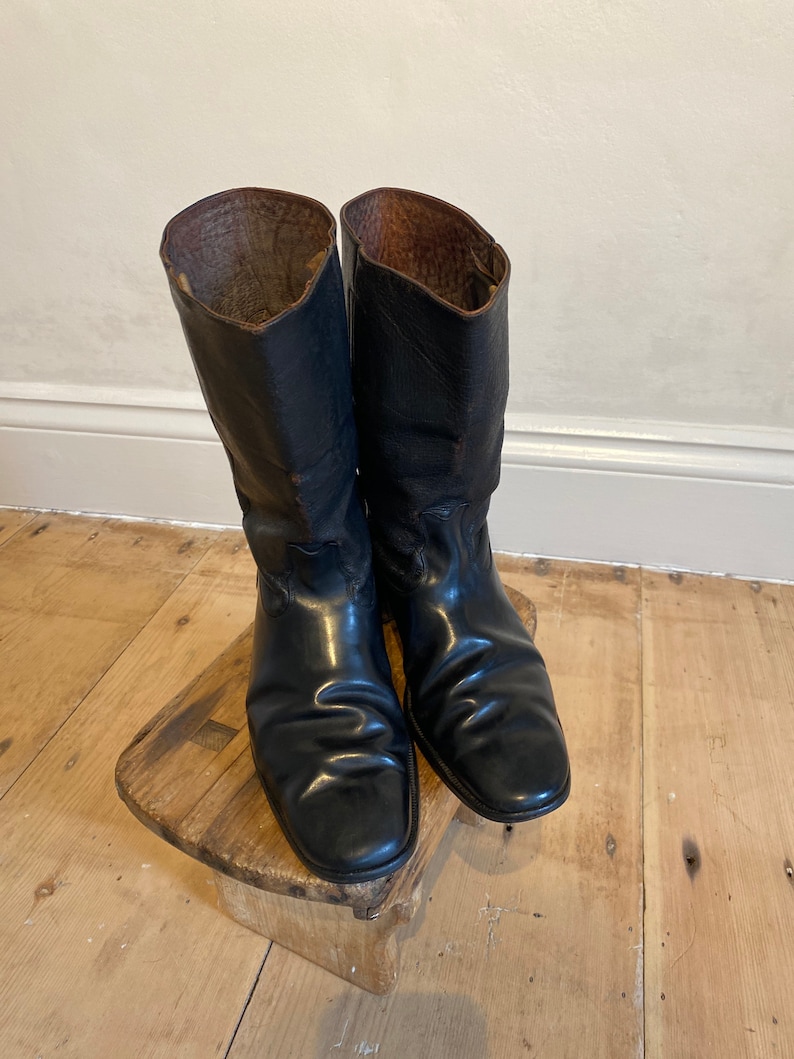 Antique Mens Stacked Heel Boots Unique & Rare Hand Made Etsy