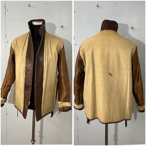 ヴィンテージ 40年代 レア ブラウン ベルト付き レザー ジップ