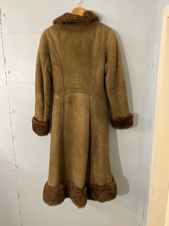 Vtg 70s suede fur penny lane long coat - image 2