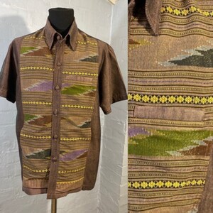 Vtg Oriental over shirt- jkt 2 hand pockets- 1 breast pocket - no labels present