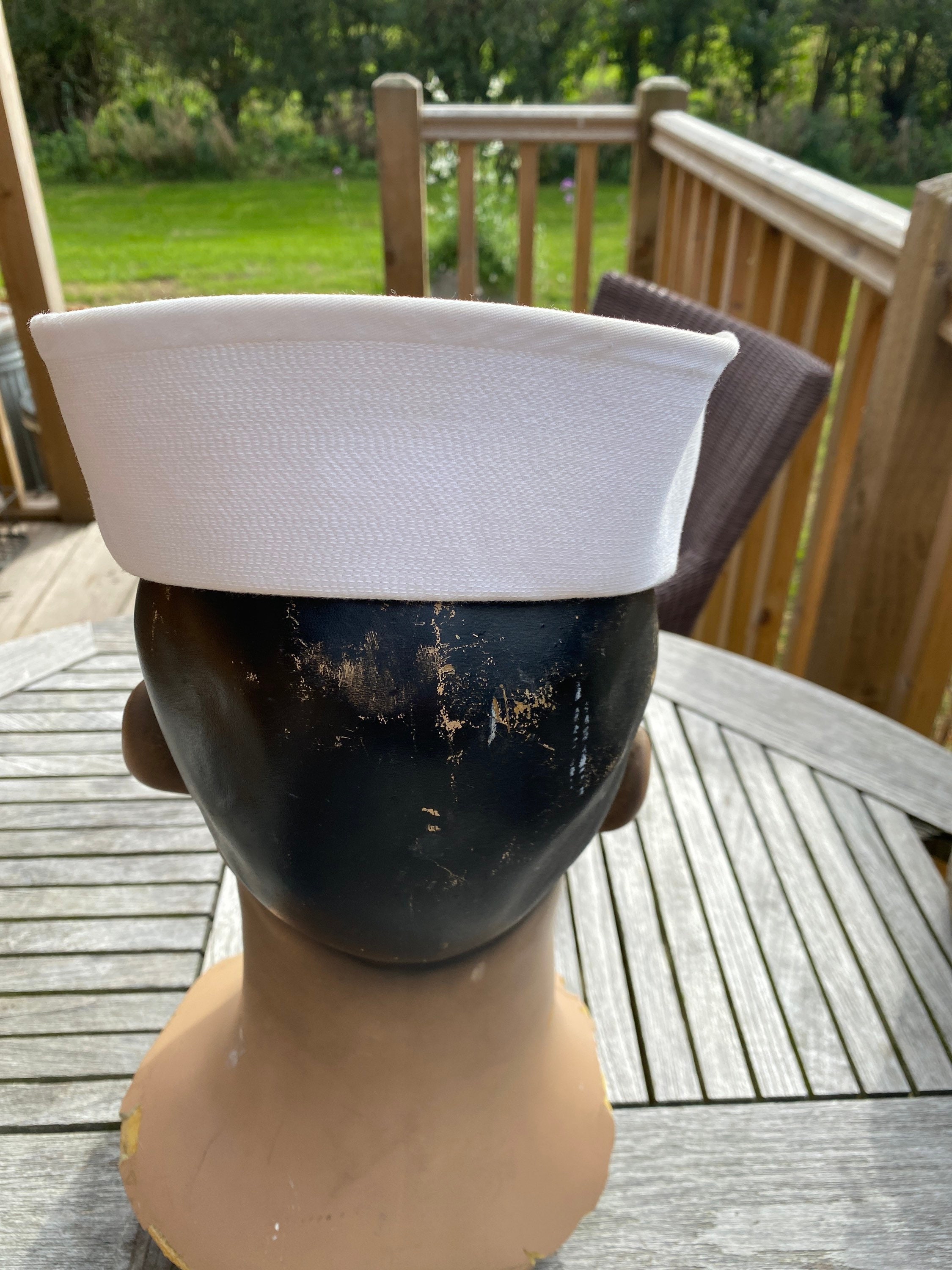 Vtg US Navy Sailor Bucket Hat”dixie” Cup Hat Size 7 Stencil-name