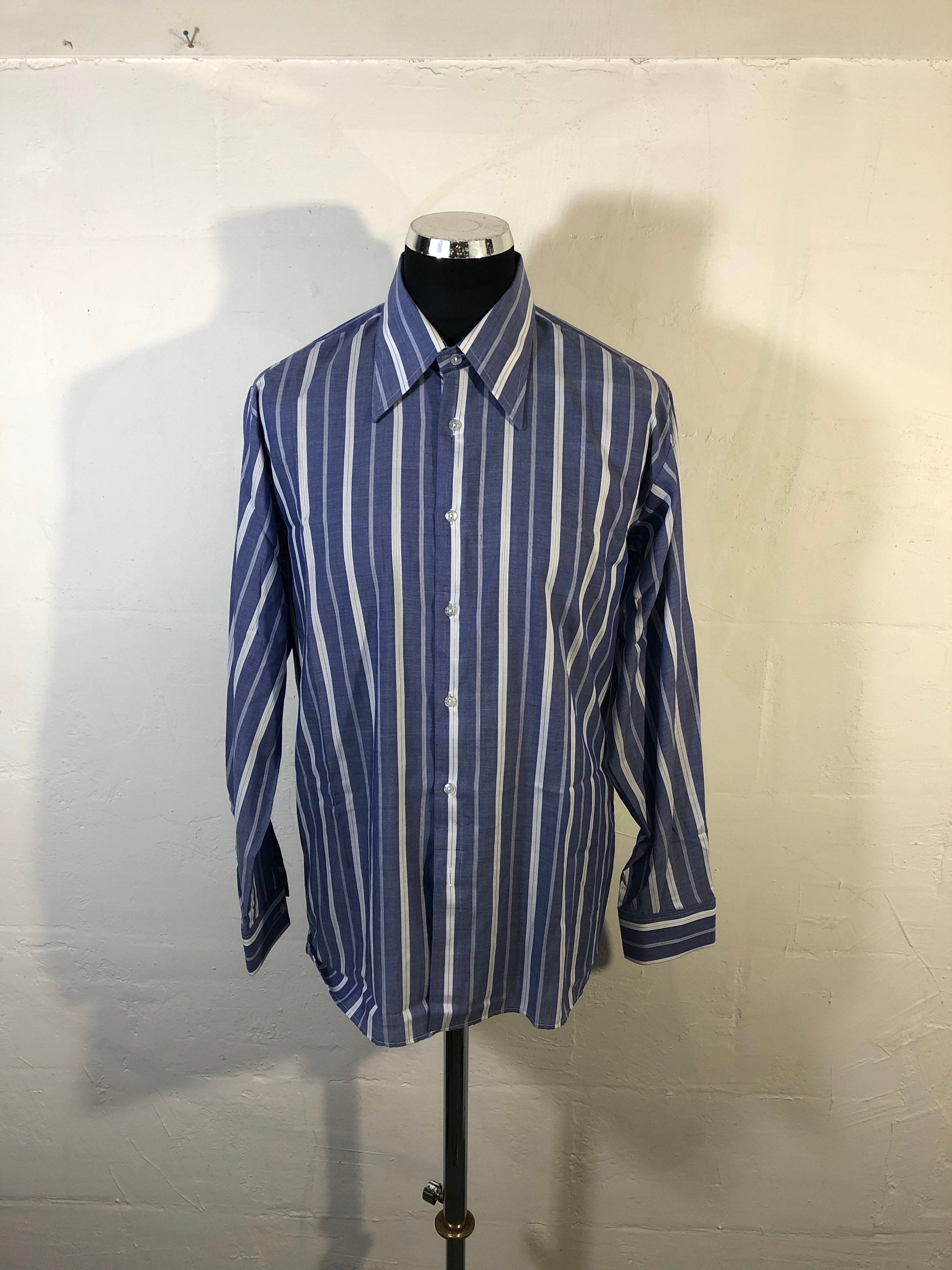 Image of Vtg Mens 70S Shirt - Big Collars Stripe