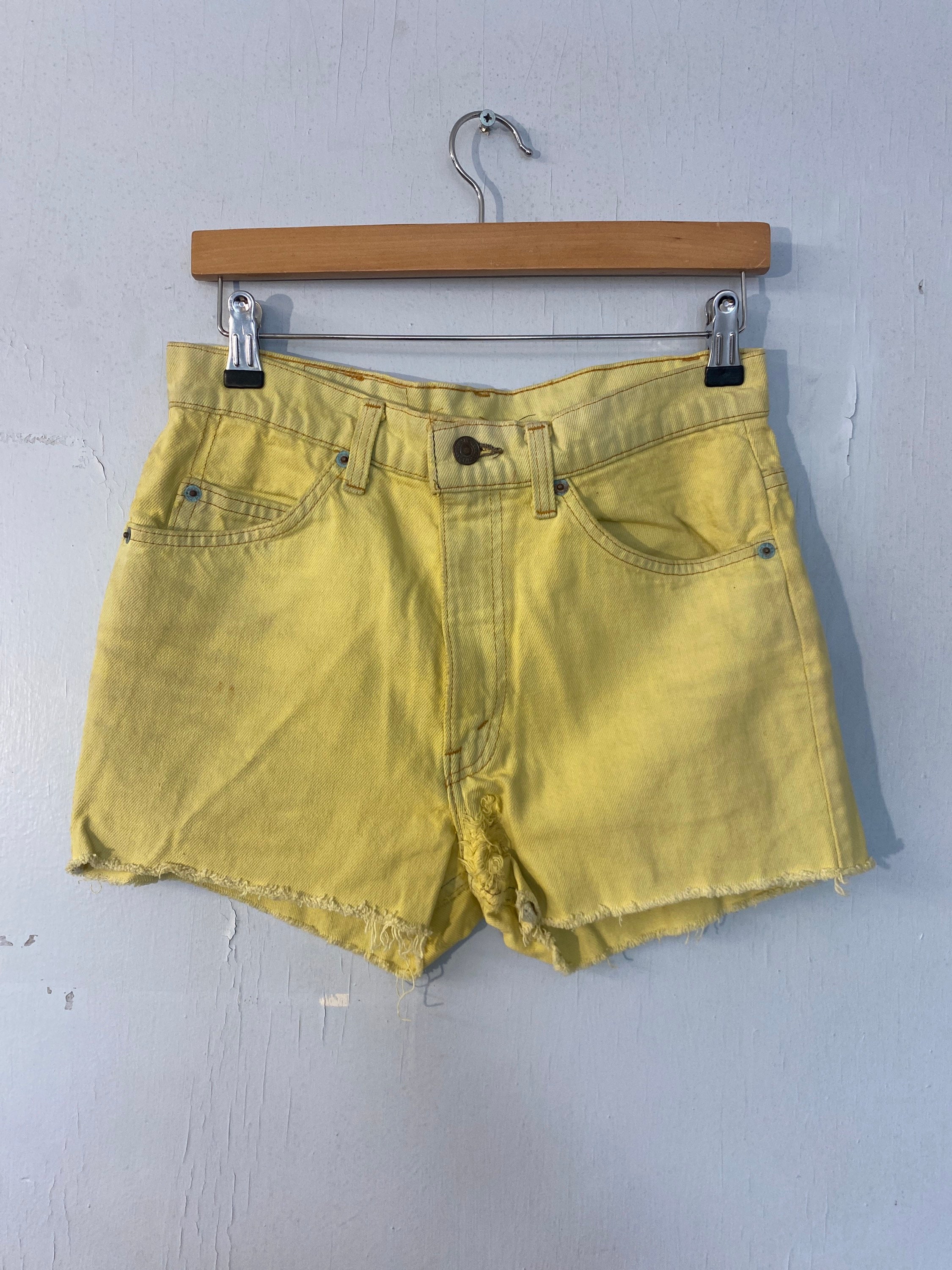 Vtg 30w Levi Shorts-cut Offs Zip Fly-yellow Denim 70s - Etsy Sweden