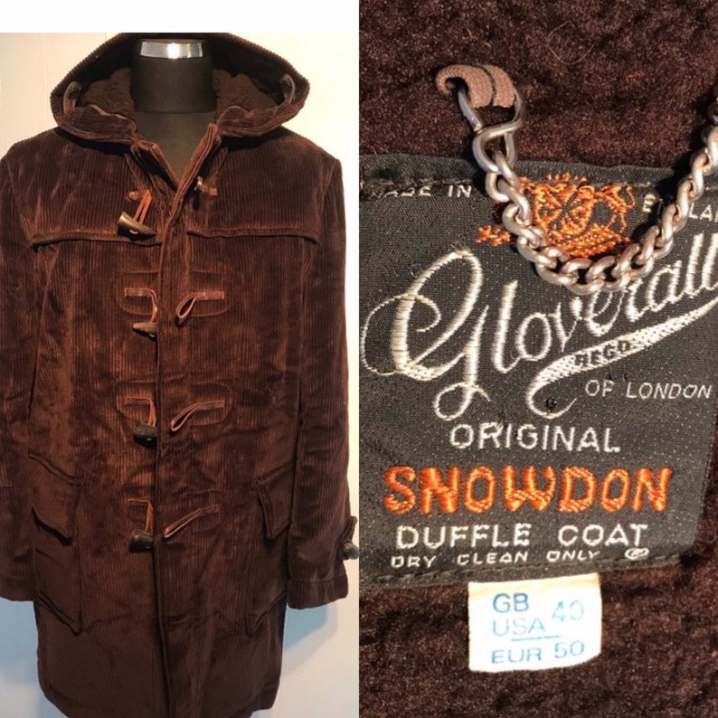 Vtg Cord Duffle Gloverall of London Original Snowdon Duffle coat image 1