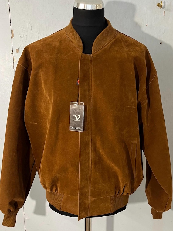 ヴィンテージ 90 年代 XL フェイクスエード ボンバー ジャケット 