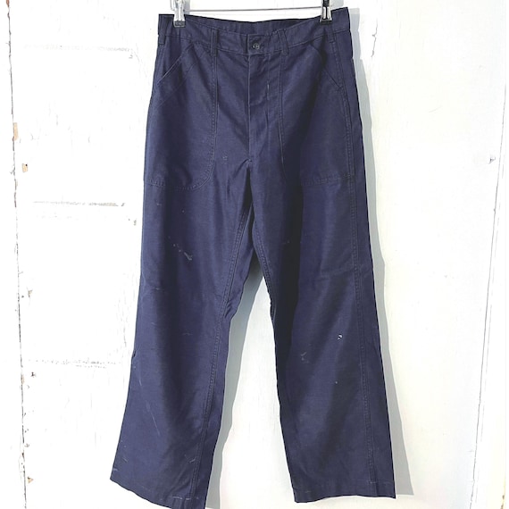  navy working dress trousers 60〜70s 60s/70s Japanese Railway Work Trousers – mothfood shop