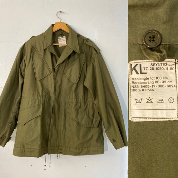 Vtg L Original Dutch Army NATO field jkt-olive gr… - image 1