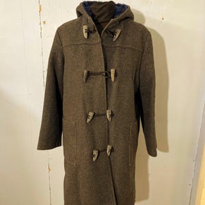Vtg Gray woolen mix duffle coat made in England