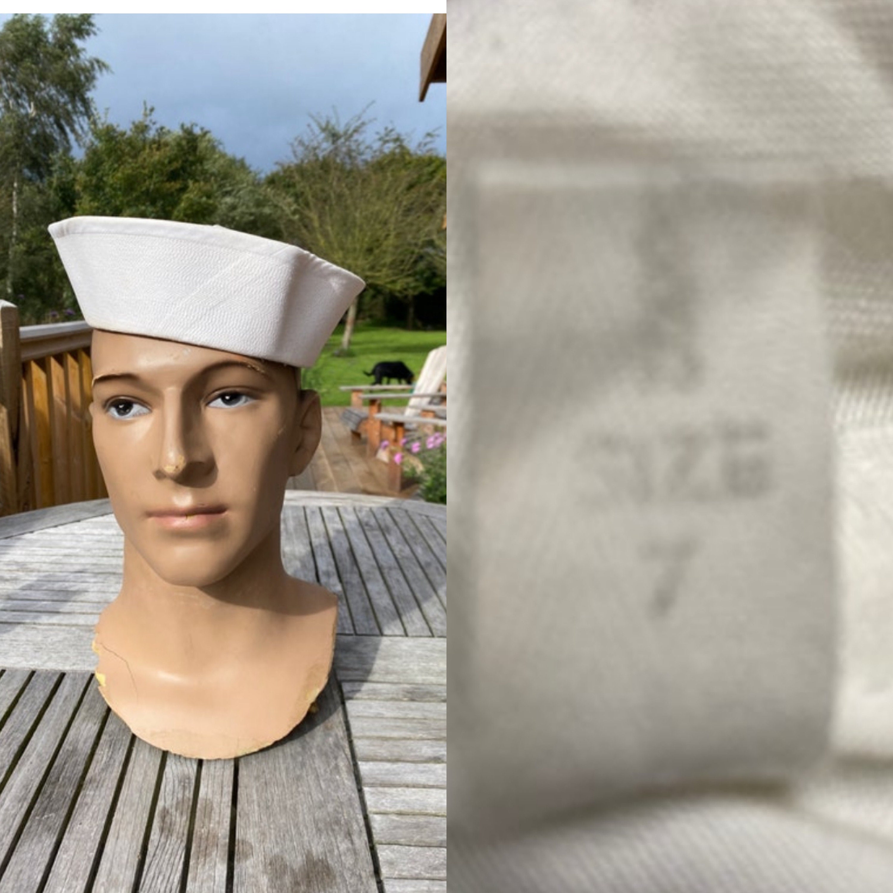 Vtg US Navy Sailor Bucket Hat”dixie” Cup Hat Size 7 Stencil-name