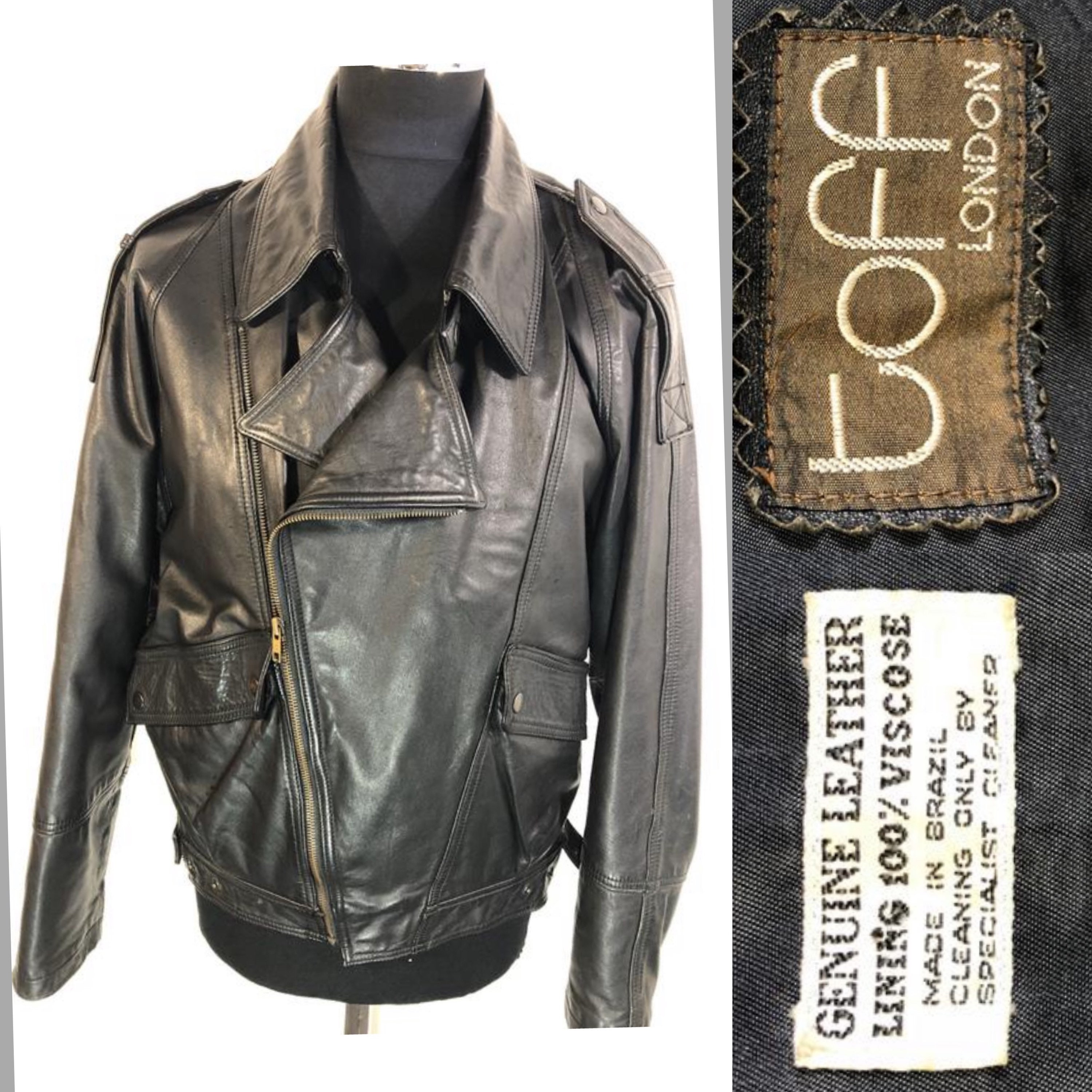 Image of 80S Blk Leather Men’S Jkt " Toff London