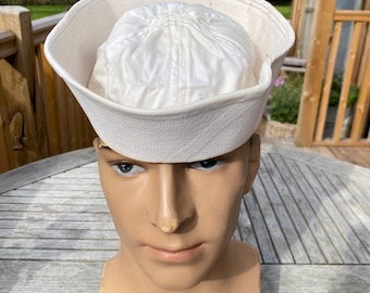 Vtg US Navy sailor size 7 bucket hat”Dixie” cup hat stencil-name korlley 1950 original item 1940s-