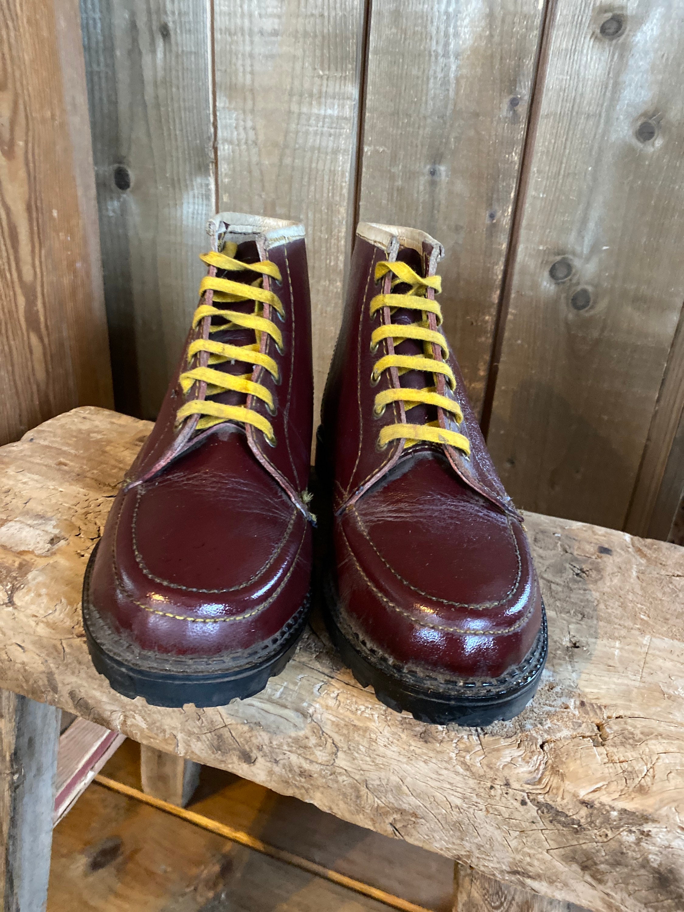 Vtg 60s Monkey Boots Work Boots 6 Eyelet Original Laces