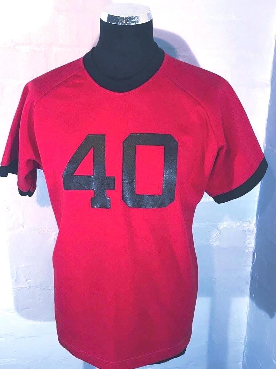 60's 70's ☆ FULTON SPORTSWEAR CO INC Vネッ Vtg 70s Red Sports Top
