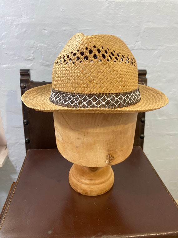 Vtg 80s straw hat- straw bucket hat-summer hat - … - image 4