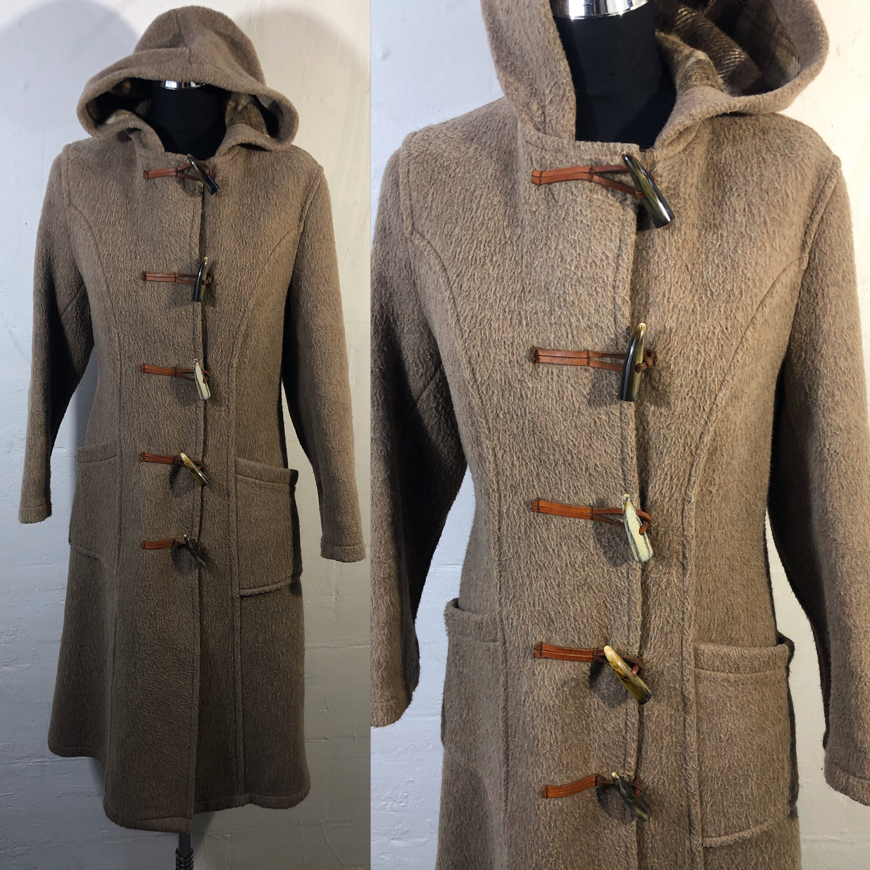 Image of Ladies Duffle Coat Wool Mix C&a Made in Great Britain