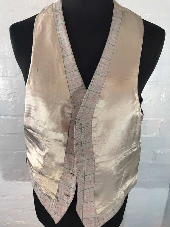 Vtg gents waistcoat  checked tailored suiting - image 8